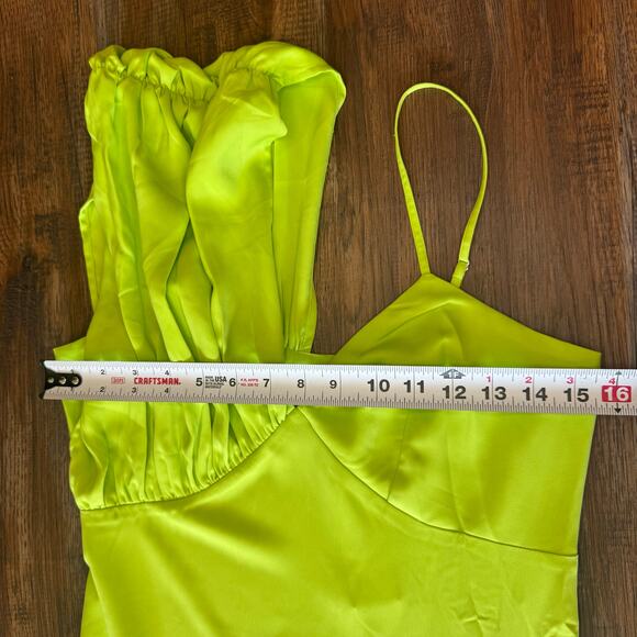 The Drop silky lime green Asymmetric Hem Dress XS slip dress semi formal dance - Picture 11 of 16
